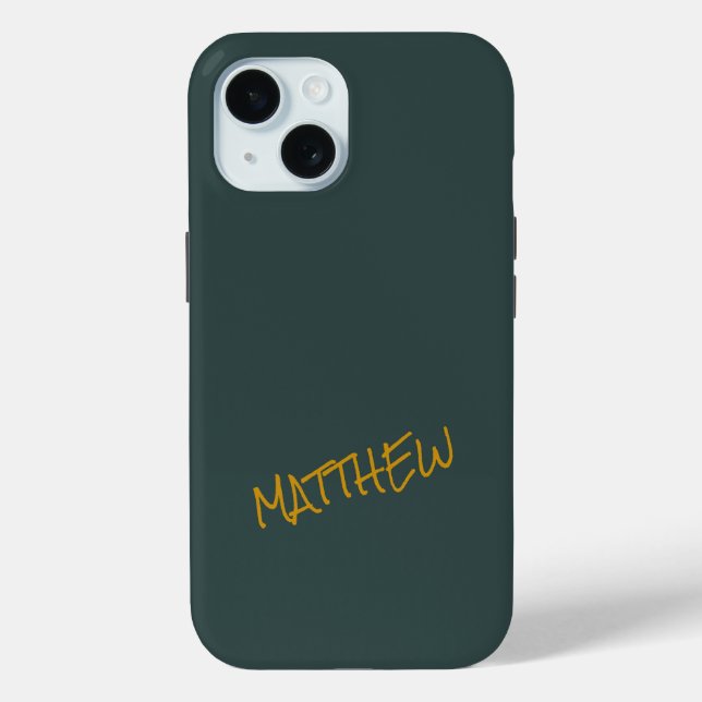 Dark green modern gold lettering script Case-Mate iPhone case (Back)