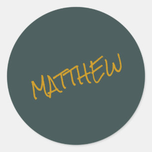 Dark green modern gold lettering script classic round sticker