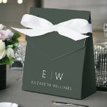 Dark Green Modern Minimalist Monogram Name Favour Box<br><div class="desc">Elevate your event's favours with our Classic Elegant Modern Minimalist Monogram Favour Box. Meticulously designed, these favour boxes seamlessly blend timeless sophistication with contemporary minimalism, making them a stylish and memorable addition to your celebration. Crafted with precision and attention to detail, these favour boxes are more than just containers; they...</div>