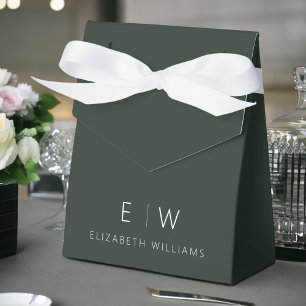 Dark Green Modern Minimalist Monogram Name Favour Box