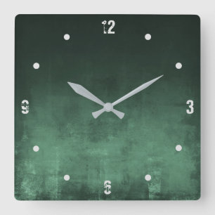 Dark Green Modern Rustic omber Abstract Square Wall Clock