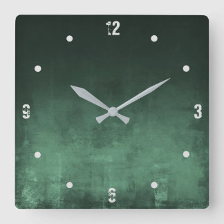 Dark Green Modern Rustic omber Abstract Square Wall Clock