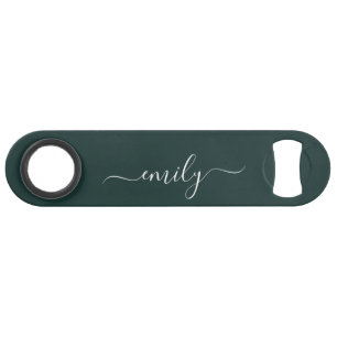 Dark Green Modern Script Monogram Name