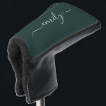 Dark Green Modern Script Monogram Name Golf Head Cover<br><div class="desc">Dark Green Simple Script Monogram Name. This makes the perfect sweet 16 birthday,  wedding,  bridal shower,  anniversary,  baby shower or bachelorette party gift for someone that loves glam luxury and chic styles.</div>