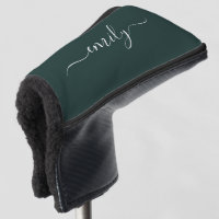 Dark Green Modern Script Monogram Name