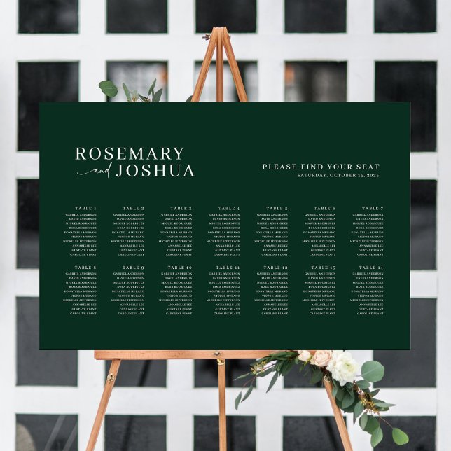 Dark Green Modern Seating Chart Find Your Seat (Creator Uploaded)