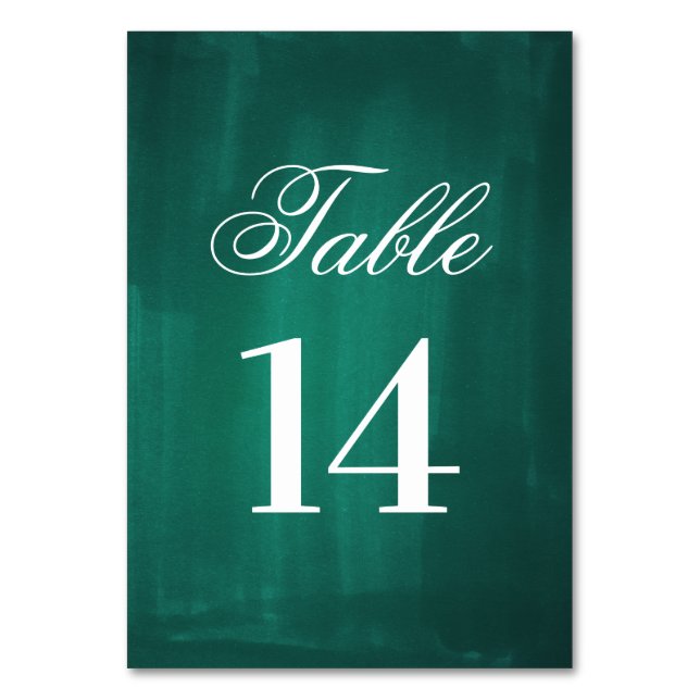 Dark green modern table number. Emerald wedding Table Number (Front)