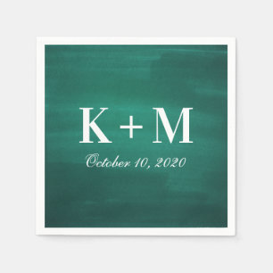 Dark green modern wedding. Simple elegant emerald Napkin