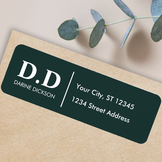 Dark Green Monogram Initial Return Address  (Creator Uploaded)
