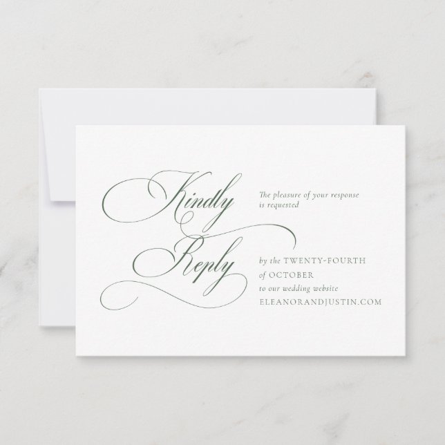 Dark Green Monogram Wedding RSVP Card (Front)