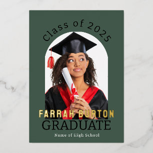  Dark Green Moody Arched Custom Photo Graduation