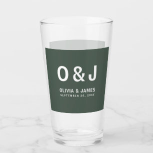 Dark Green Moss Minimalist Modern Scandi Wedding Glass