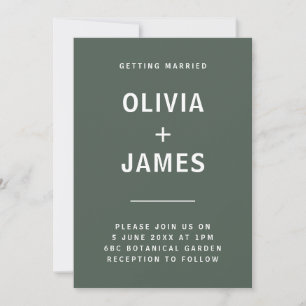 Dark Green   Moss Minimalist Scandi Modern Wedding Invitation
