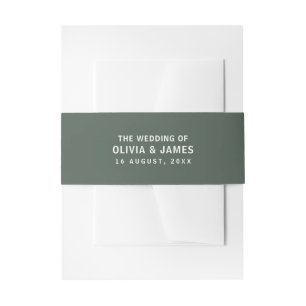 Dark Green   Moss Minimalist Scandi Modern Wedding Invitation Belly Band