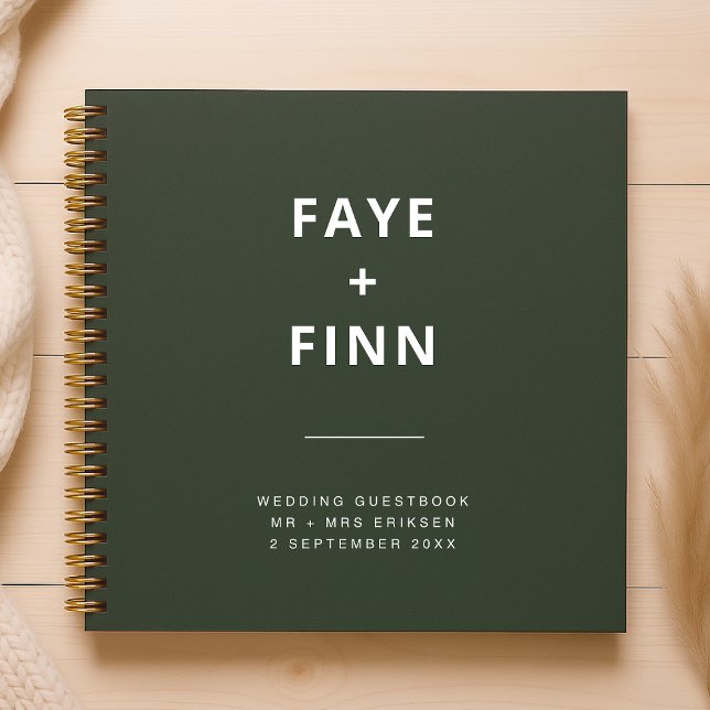 Dark Green | Moss Minimalist Scandi Wedding Guest Notebook (Creator Uploaded)
