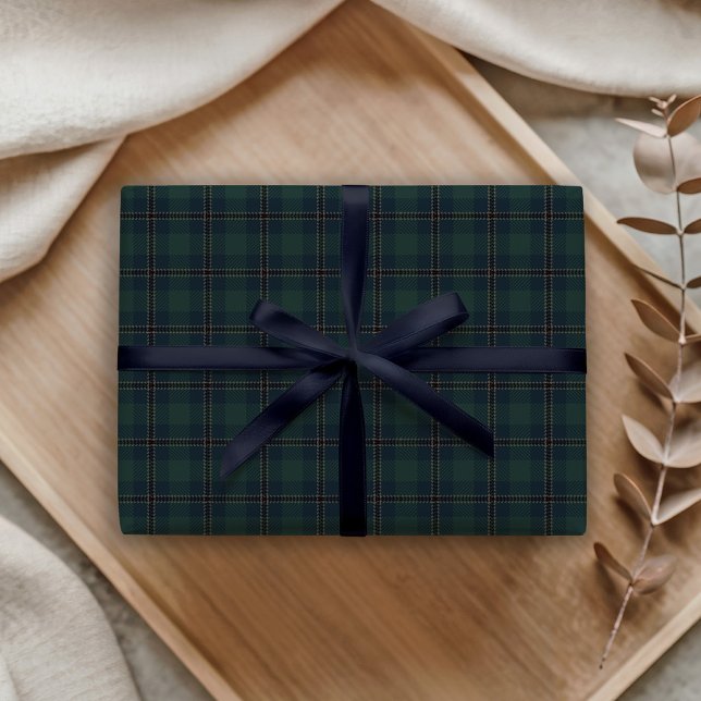 Dark Green Navy Blue Tartan Plaid Polo Equestrian Wrapping Paper (Creator Uploaded)
