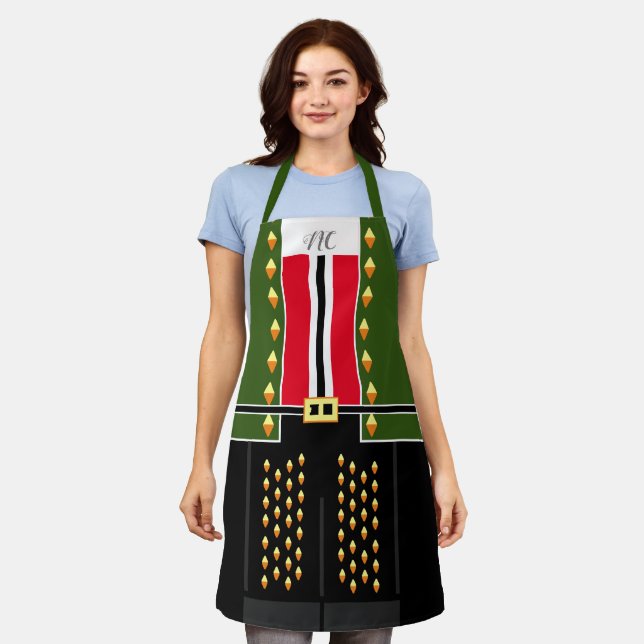 Dark Green Nutcracker Elf Character Costume Apron (Worn)