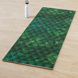 Dark Green Ombre & Sparkles Dragon Scales Yoga Mat