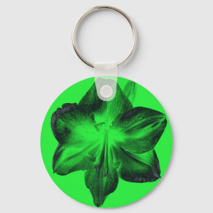 Dark Green on Light Green Amaryllis Key Ring