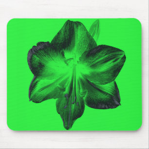 Dark Green on Light Green Amaryllis Mouse Mat