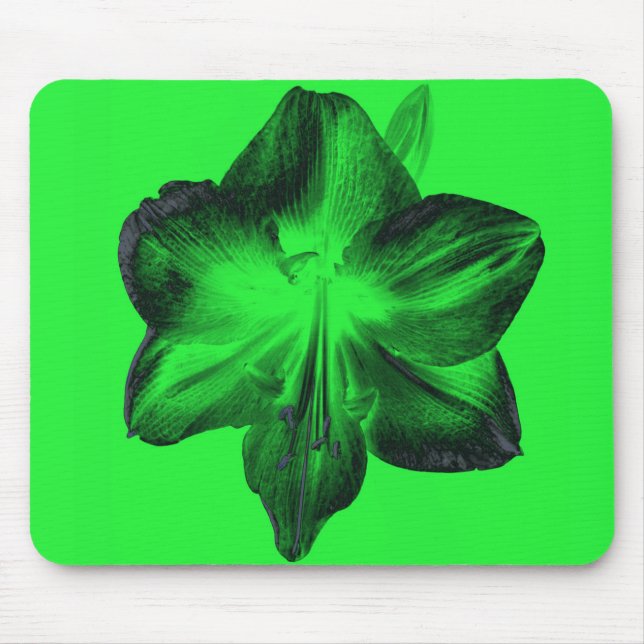 Dark Green on Light Green Amaryllis Mouse Mat (Front)