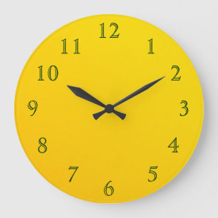 Dark Green on Yellow Large Clock