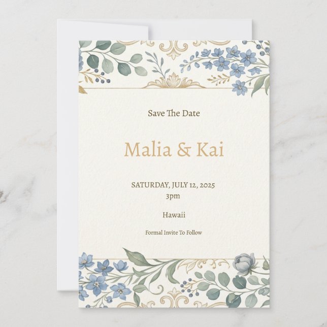 Dark Green Orchid Save The Date (Front)
