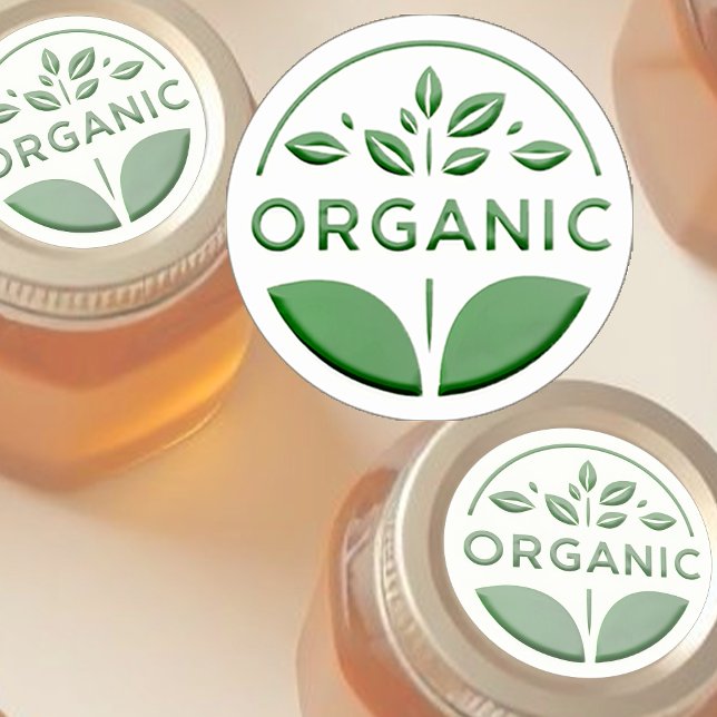Dark Green Organic Product Label with Leaf  (Creator Uploaded)