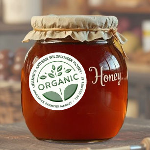 Dark Green Organic Product Label with Leaf