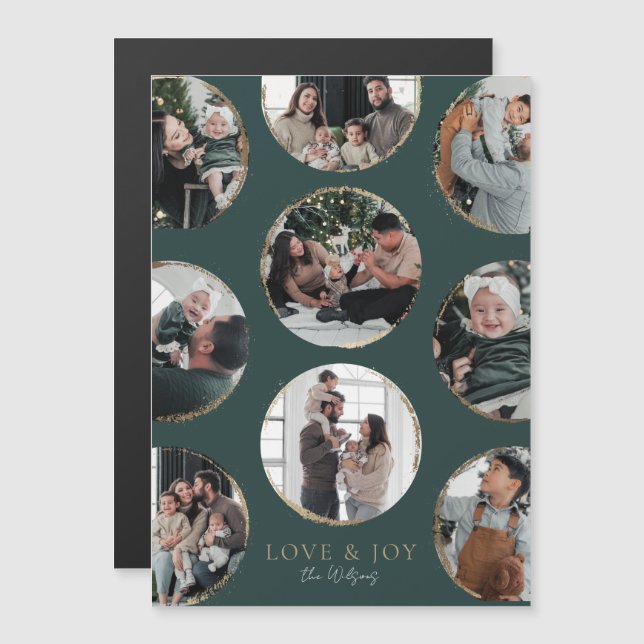 Dark Green Ornamental Elegance Magnetic Photo Card (Front/Back)