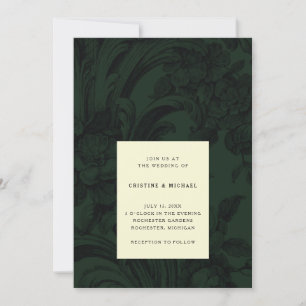 Dark green ornamental Victorian wedding Invitation