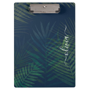 Dark green palms leaves pattern clipboard