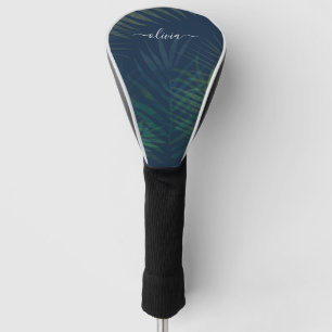 Dark green palms leaves pattern golf head cover