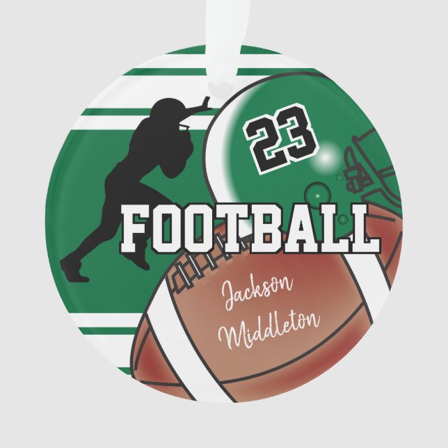 Dark Green Personalise Football Ornament (Front)