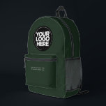 Dark Green | Personalised Corporate Logo and Text Printed Backpack<br><div class="desc">Organic Ecofriendly Dark Green colour | Personalised Corporate Logo and Text Modern Business Printed Backpack</div>