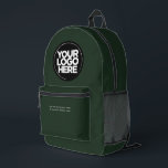 Dark Green | Personalised Corporate Logo and Text Printed Backpack<br><div class="desc">Organic Ecofriendly Dark Green colour | Personalised Corporate Logo and Text Modern Business Printed Backpack</div>