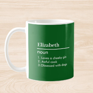 Dark Green Personalised Name Definition Coffee Mug