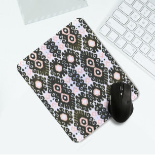 Dark Green & Pink Ikat Mouse Mat