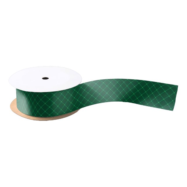 Dark green plaid Christmas festive Satin Ribbon (Spool)