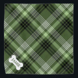 Dark Green Plaid Custom Name Dog Bandanna<br><div class="desc">Dark Green Plaid Custom Name Dog Bandanna</div>