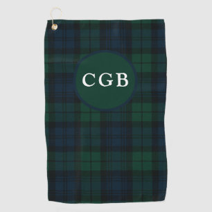 Dark Green Plaid Golf Towel