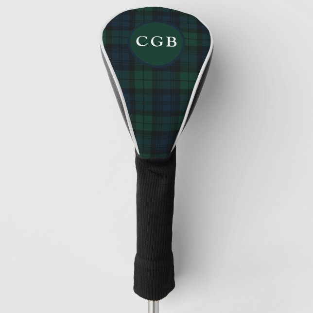 Dark Green Plaid Golf Towel Head Cover (Front)
