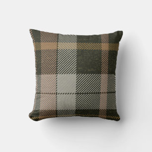 Dark Green Plaid Harmony: Stylish Throw Pillow