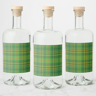 Dark Green Plaid  Liquor Bottle Label