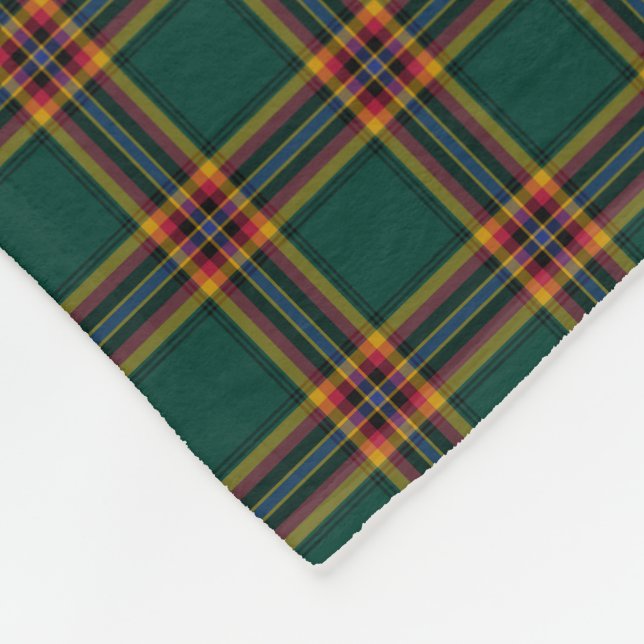 Dark Green Plaid Moran Tartan Fleece Blanket (Corner)