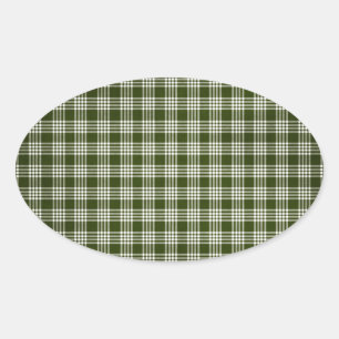 Dark Green Plaid Oval Sticker