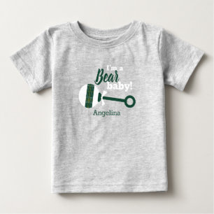 Dark Green Plaid Rattle Bear Baby T-Shirt