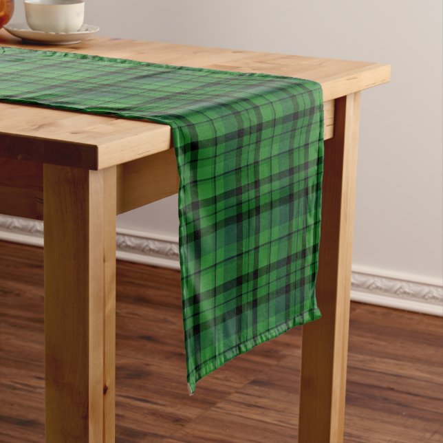 Dark Green Plaid Table Runner (In Situ)