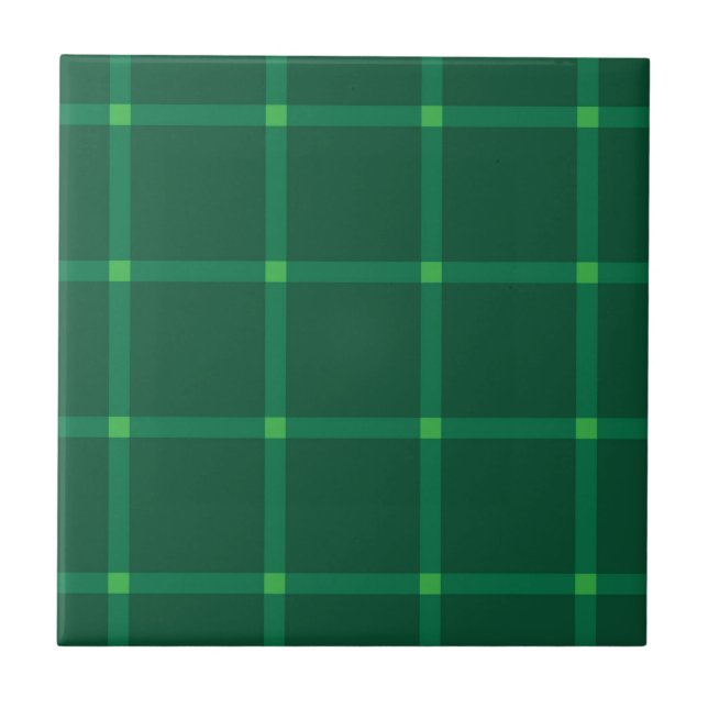 Dark green plaid traditional pattern tile (Front)