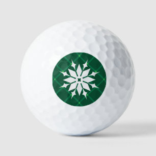 Dark green plaid winter holidays snowflake  golf balls